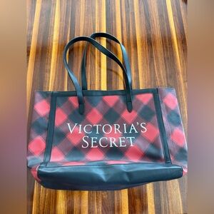 Victoria's Secret Red and Black Plaid Tote